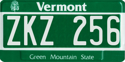 VT license plate ZKZ256