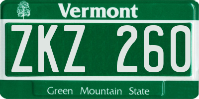VT license plate ZKZ260