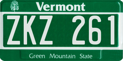 VT license plate ZKZ261