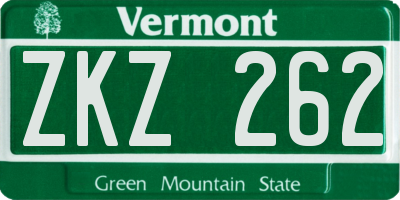 VT license plate ZKZ262