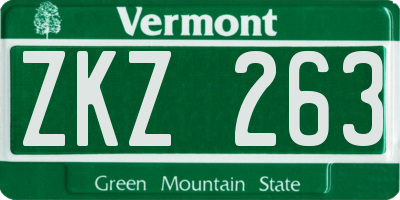 VT license plate ZKZ263