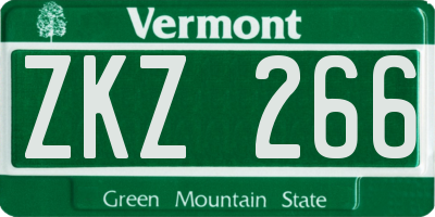 VT license plate ZKZ266