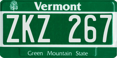 VT license plate ZKZ267