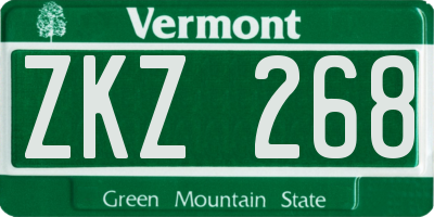 VT license plate ZKZ268