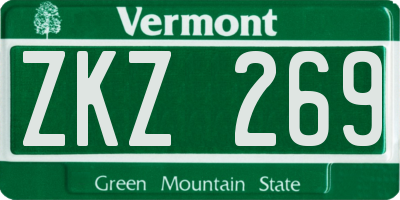 VT license plate ZKZ269