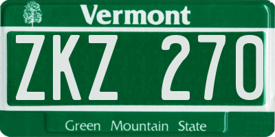 VT license plate ZKZ270