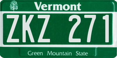 VT license plate ZKZ271