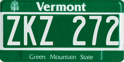 VT license plate ZKZ272