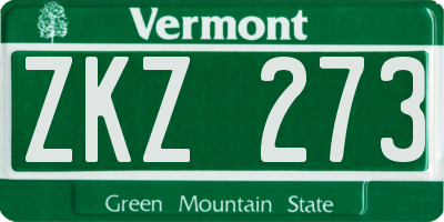 VT license plate ZKZ273