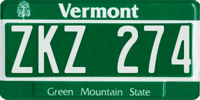 VT license plate ZKZ274