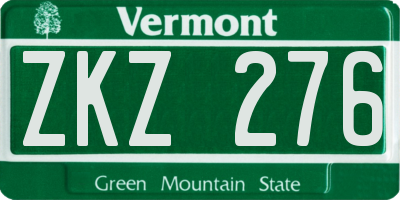VT license plate ZKZ276