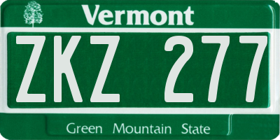 VT license plate ZKZ277