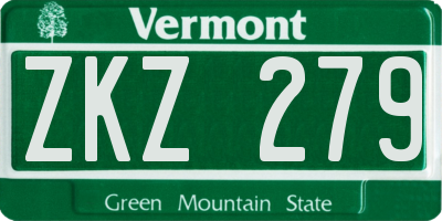 VT license plate ZKZ279