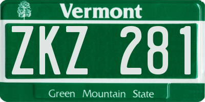 VT license plate ZKZ281