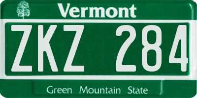VT license plate ZKZ284