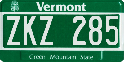 VT license plate ZKZ285