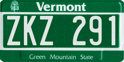 VT license plate ZKZ291