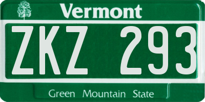 VT license plate ZKZ293