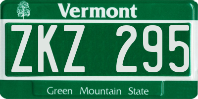 VT license plate ZKZ295