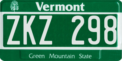 VT license plate ZKZ298