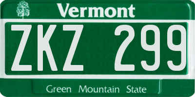 VT license plate ZKZ299