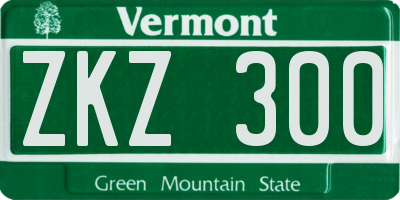 VT license plate ZKZ300