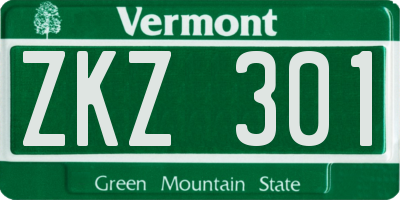 VT license plate ZKZ301