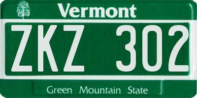 VT license plate ZKZ302