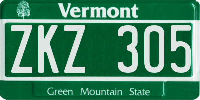 VT license plate ZKZ305