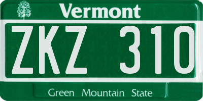 VT license plate ZKZ310