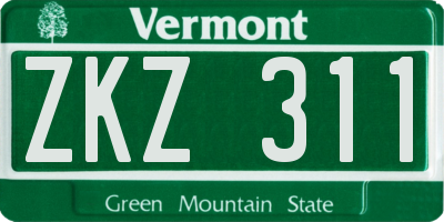 VT license plate ZKZ311