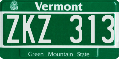 VT license plate ZKZ313