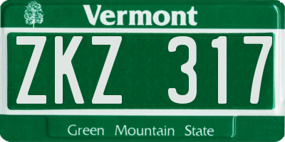 VT license plate ZKZ317