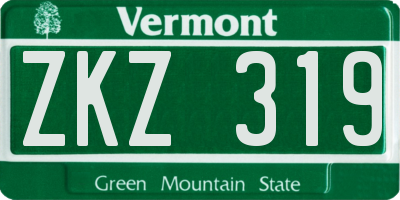 VT license plate ZKZ319