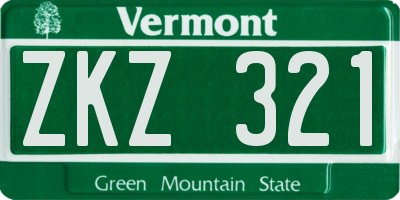 VT license plate ZKZ321
