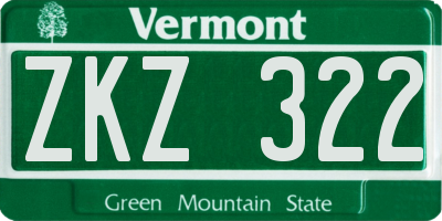VT license plate ZKZ322
