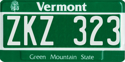 VT license plate ZKZ323