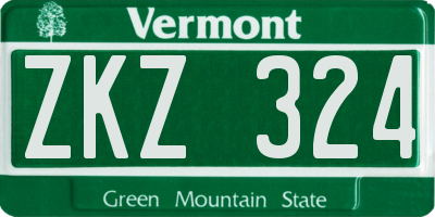 VT license plate ZKZ324