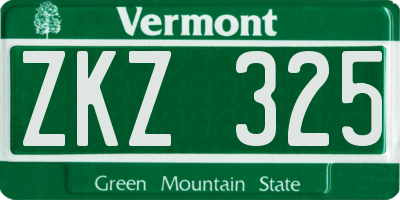 VT license plate ZKZ325
