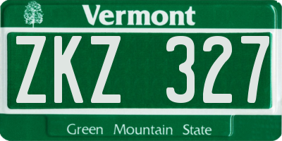 VT license plate ZKZ327