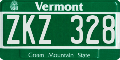 VT license plate ZKZ328