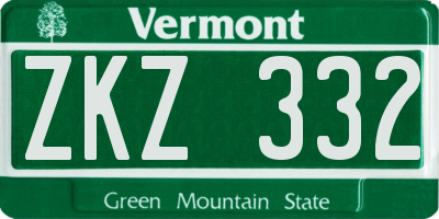 VT license plate ZKZ332