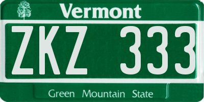 VT license plate ZKZ333