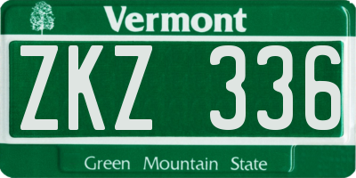 VT license plate ZKZ336