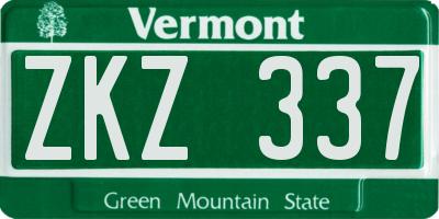 VT license plate ZKZ337