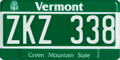 VT license plate ZKZ338