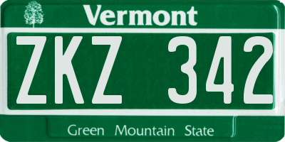 VT license plate ZKZ342