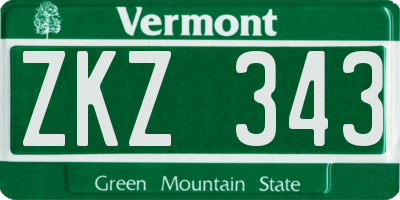VT license plate ZKZ343