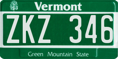 VT license plate ZKZ346