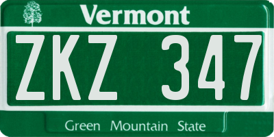 VT license plate ZKZ347